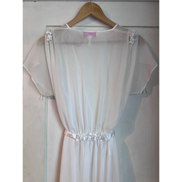 VTG Oscar de la Renta Pink Label White Sheer Robe - Picture 1 of 7